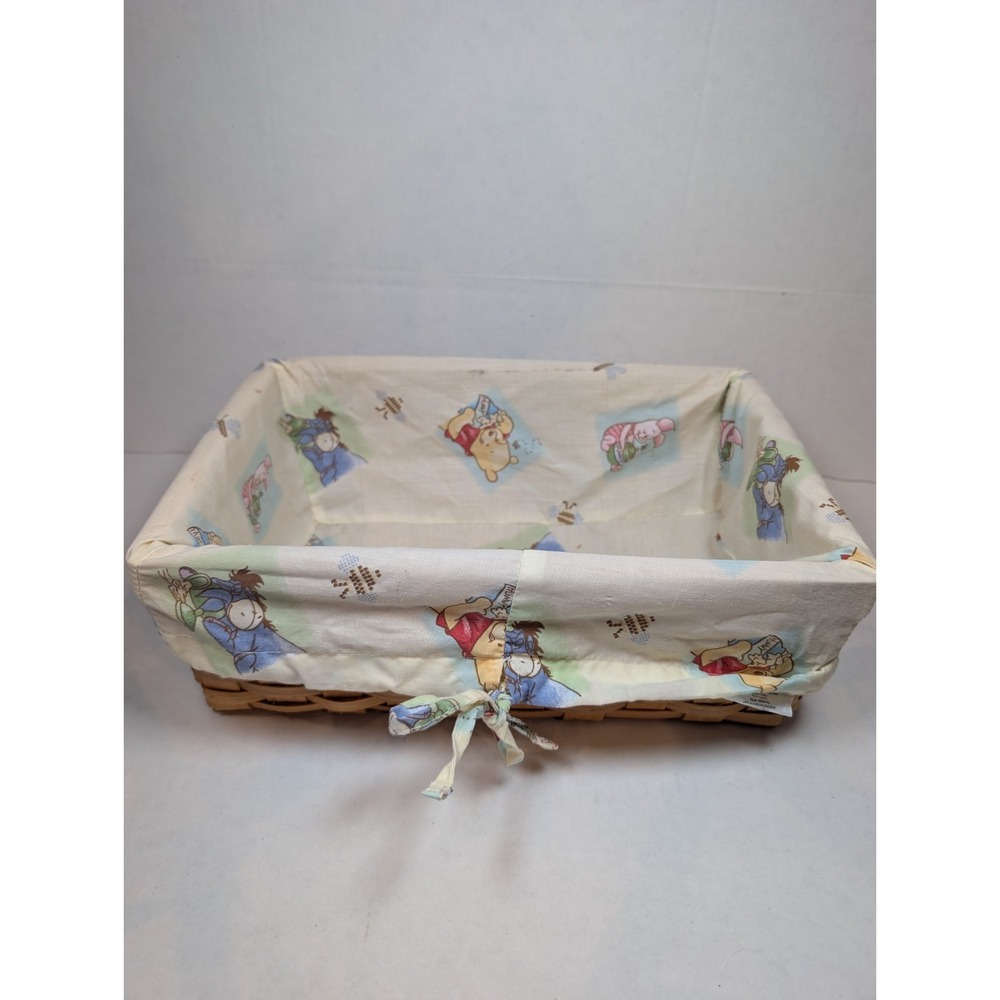 Vintage Handmade Winnie The Pooh Eeyore Piglet Tigger Woven Basket 20"